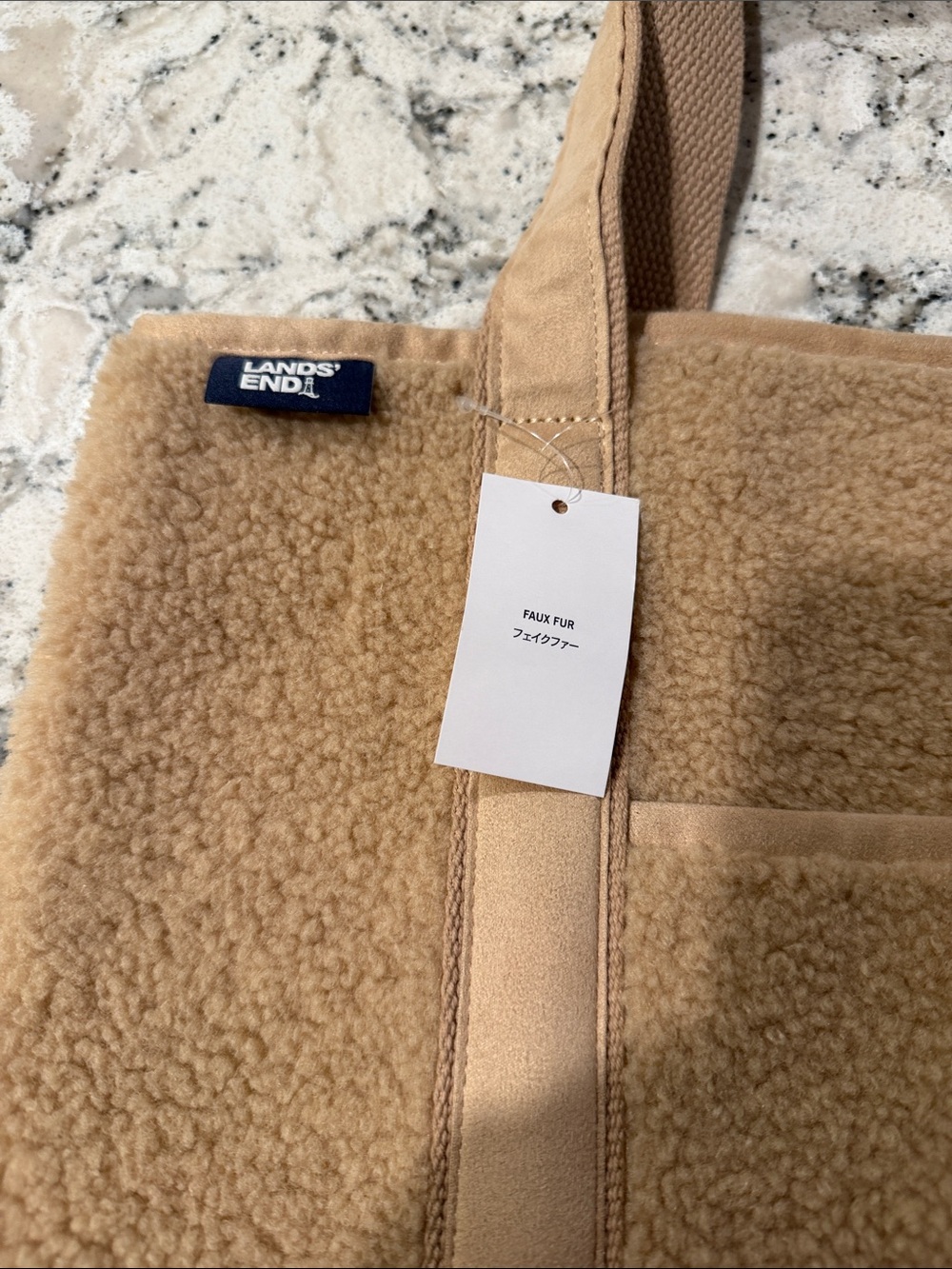 Land's End Sherpa Tote Bag in Camel - Picture 2 of 5
